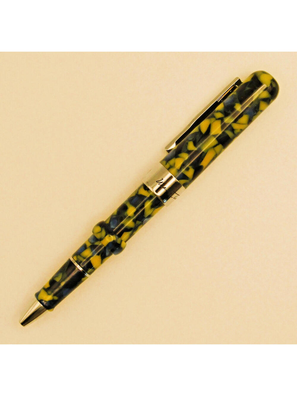 Conklin Mark Twain Crescent Collection Ballpoint Pen Yellow Blue Marble finish
